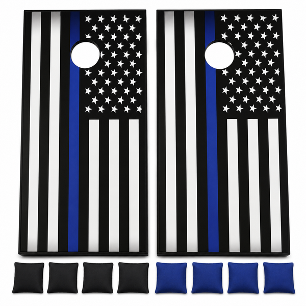 Blue Line American Flag Cornhole Set With Bean Bags