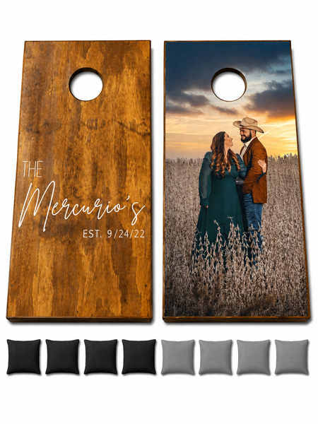 Custom Photo and Guestbook Cornhole Set With Bean Bags