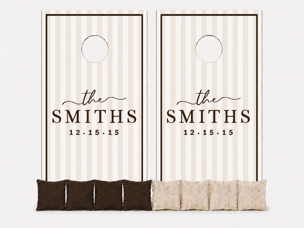 Striped Wedding Cornhole Set With Bean Bags