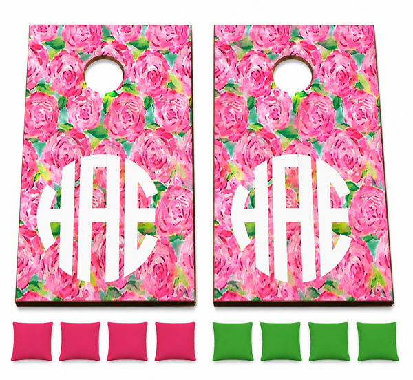 Floral Cornhole Set With Bean Bags
