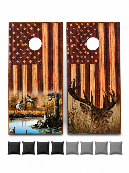 Deer/Duck Flag Cornhole Set With Bean Bags
