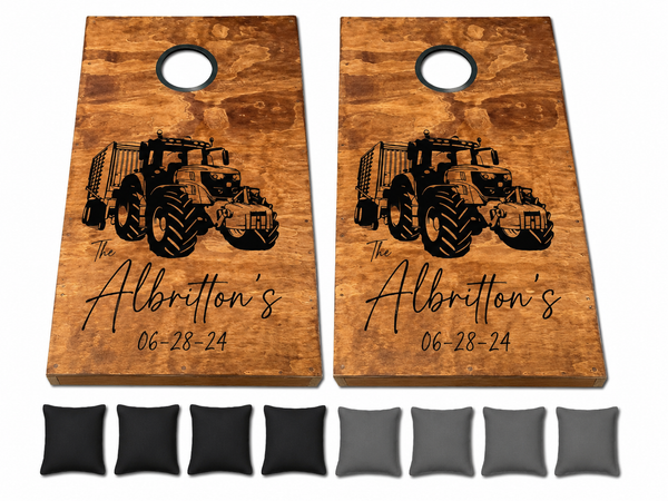 Tractor Wedding Guestbook Cornhole Set With Bean Bags