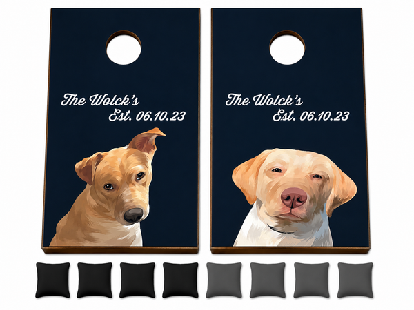 Custom Dog with Text Cornhole Set With Bean Bags