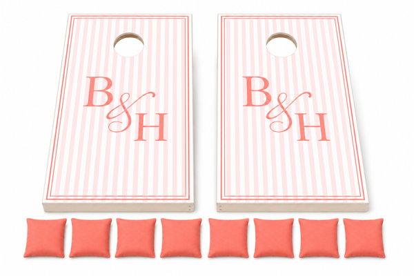 Striped Wedding Cornhole Set With Bean Bags