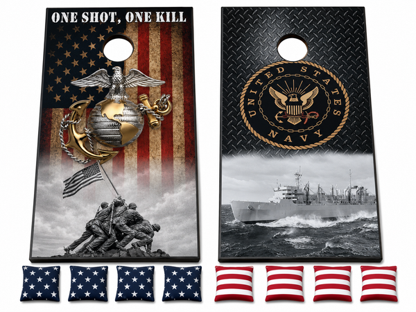US Marines/ Navy Cornhole Set With Bean Bags