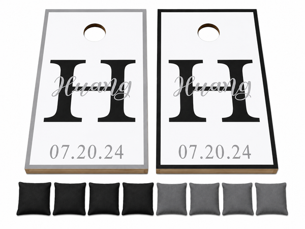 White Wedding Cornhole Set With Bean Bags