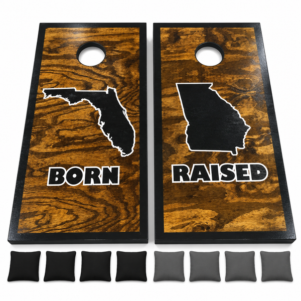 Born/ Raised Personlized Cornhole Set With Bean Bags
