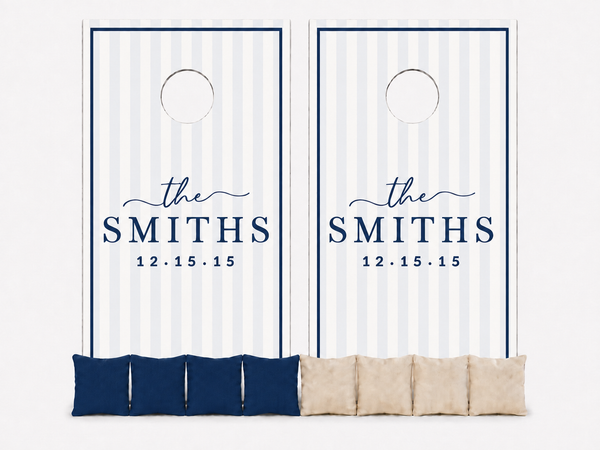 Striped Wedding Cornhole Set With Bean Bags