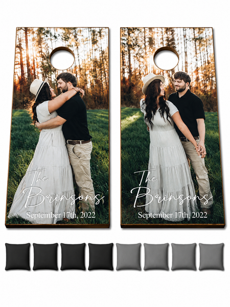 Custom Photo with Text Cornhole Set With Bean Bags