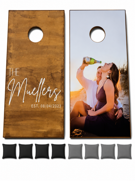 Custom Photo and Guestbook Cornhole Set With Bean Bags