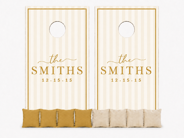 Striped Wedding Cornhole Set With Bean Bags
