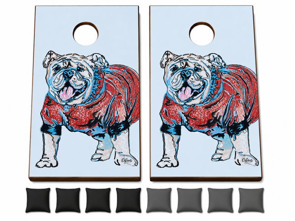 Art by Elizabeth- Custom Bulldog Mural Cornhole Set With Bean Bags