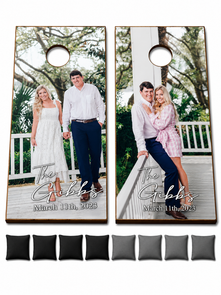 Custom Photo with Text Cornhole Set With Bean Bags