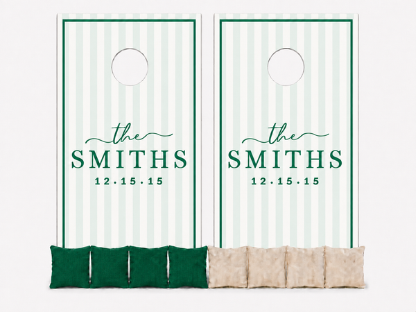 Striped Wedding Cornhole Set With Bean Bags
