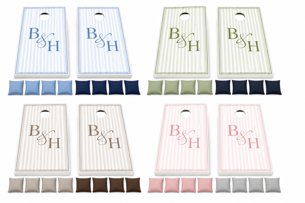 Striped Wedding Cornhole Set With Bean Bags