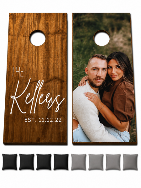 Custom Photo and Guestbook Cornhole Set With Bean Bags