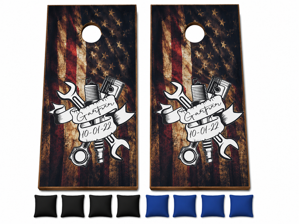 Mechanic Flag Cornhole Set With Bean Bags