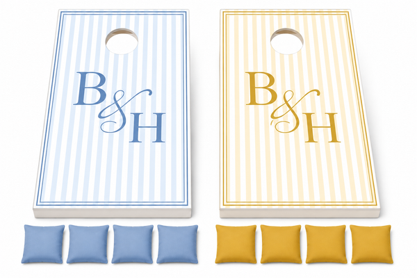 Striped Wedding Cornhole Set With Bean Bags