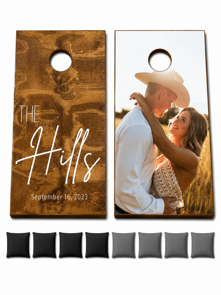 Custom Photo and Guestbook Cornhole Set With Bean Bags