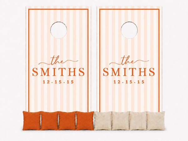 Striped Wedding Cornhole Set With Bean Bags