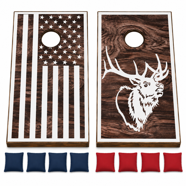 Elk & USA Flag Cornhole Set With Bean Bags