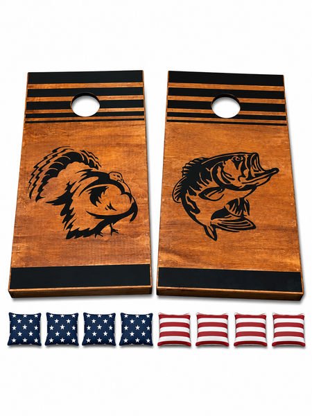 Turkey & Bass Cornhole Set With Bean Bags