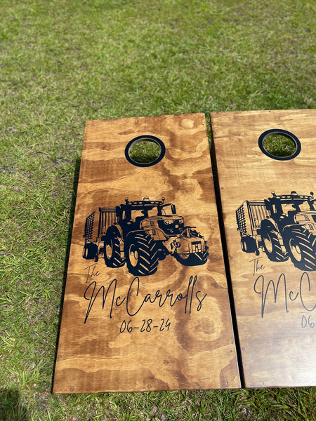 Tractor  Wedding Guestbook Cornhole Set With Bean Bags