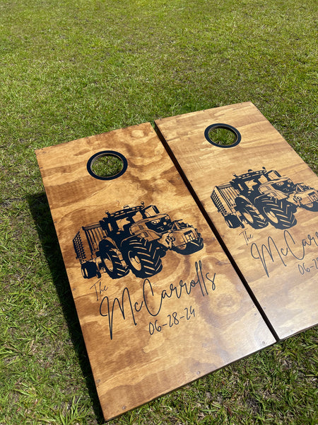 Tractor  Wedding Guestbook Cornhole Set With Bean Bags