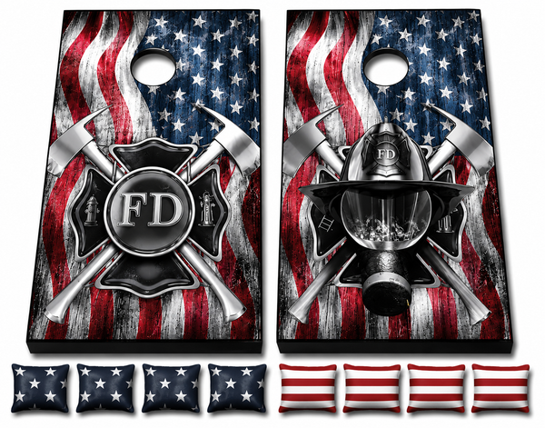 Fireman (Customization Optional)  Cornhole Set With Bean Bags
