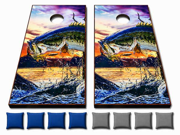 Bass Fishing Cornhole Set With Bean Bags
