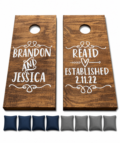 Custom Wedding Cornhole Set With Bean Bags