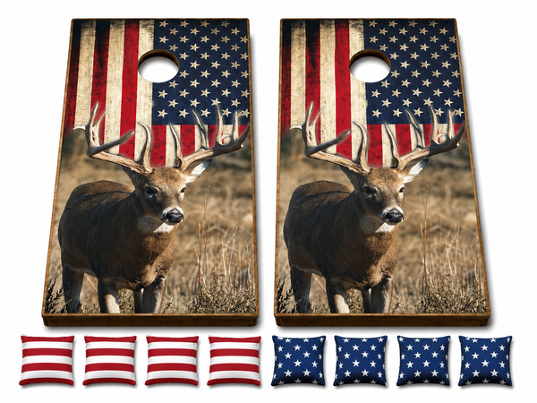 Deer Flag Cornhole Set With Bean Bags