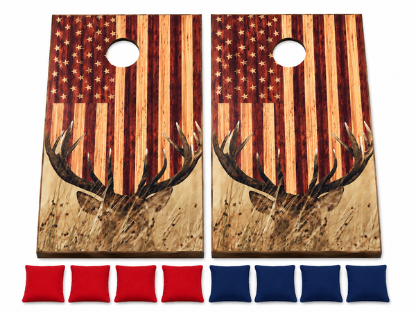 Deer Flag Cornhole Set With Bean Bags