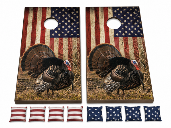 Turkey Hunting Flag Cornhole Set With Bean Bags