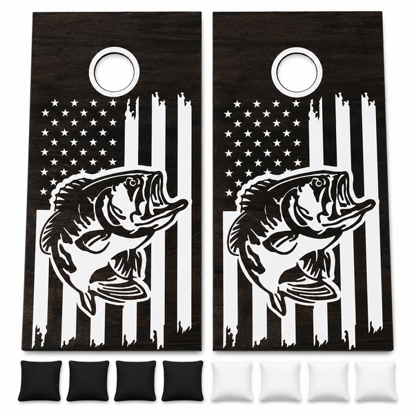 Bass Fishing Cornhole Set With Bean Bags