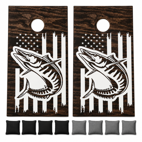 Fishing Flag Cornhole Set With Bean Bags