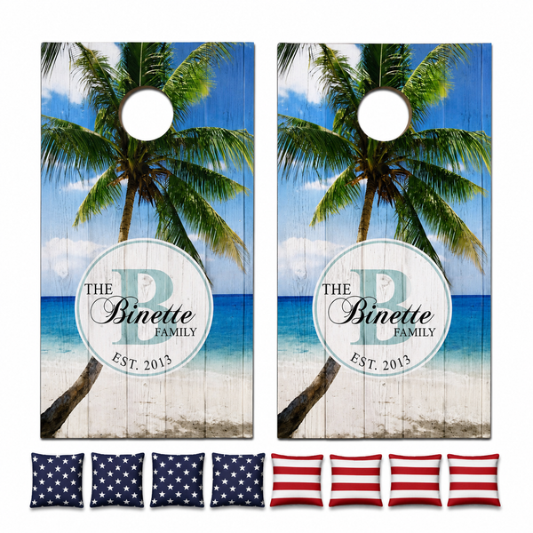 Beach Theme Cornhole Set With Bean Bags