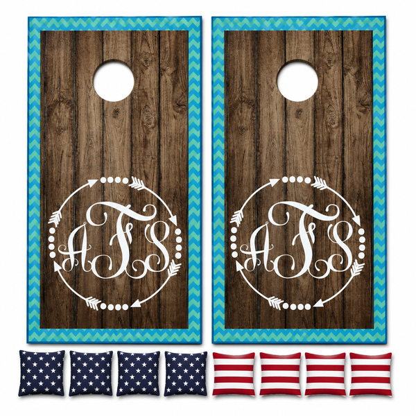 Custom Monogram Cornhole Set With Bean Bags