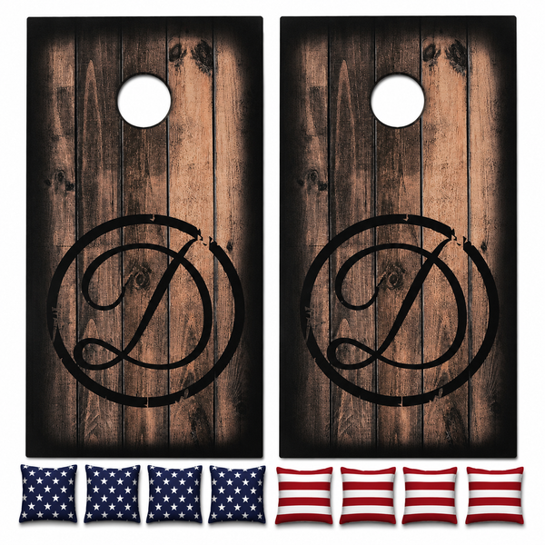 Custom Rustic Wood Style Cornhole Set With Bean Bags