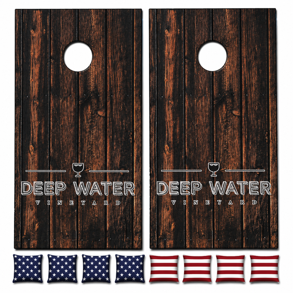 Custom Rustic Wood Style Cornhole Set With Bean Bags