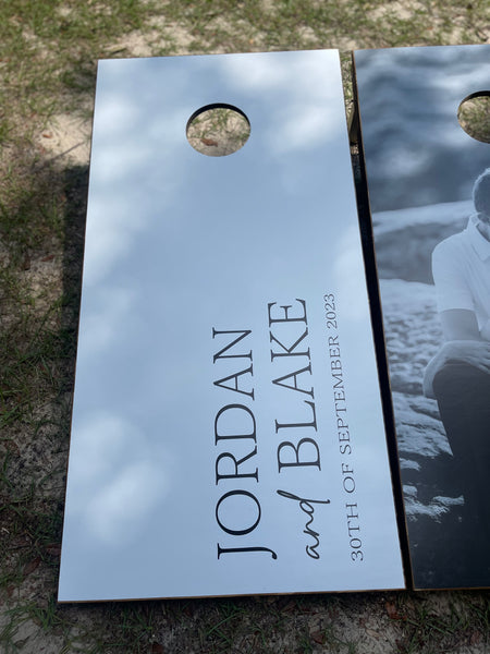 Custom Photo and Guestbook Cornhole Set With Bean Bags