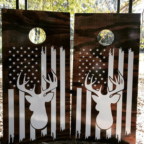 Deer Flag Cornhole Set With Bean Bags