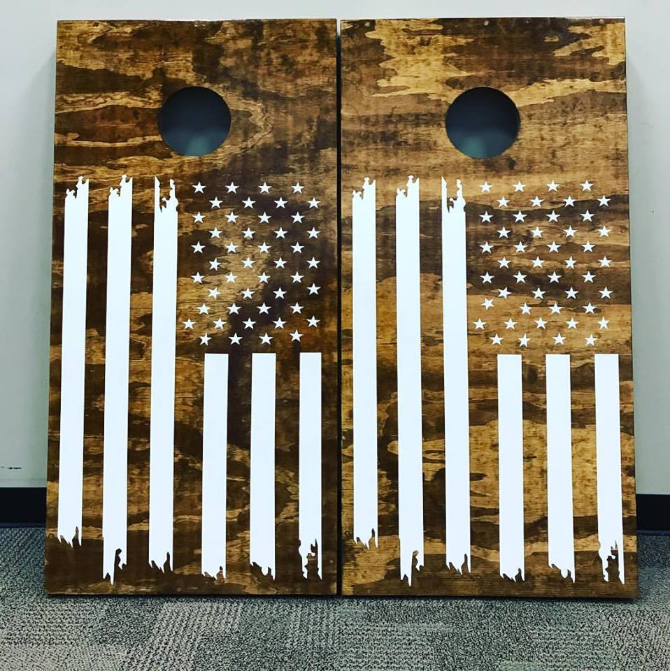 American Usa Flag Cornhole Set With Bean Bags Cornhole By Blake