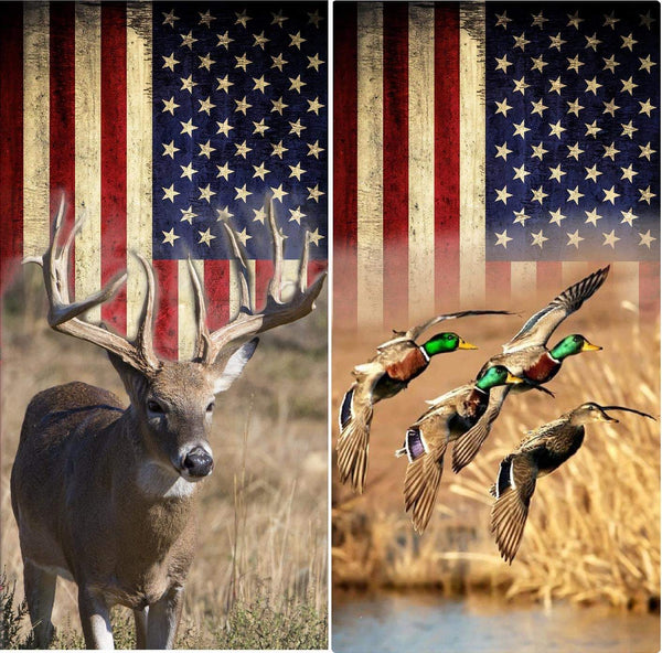 Ducks/Deer Flag Cornhole Set With Bean Bags