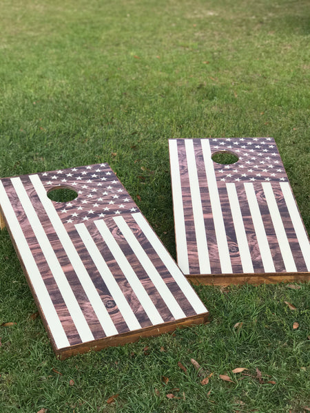 American Flag Cornhole Set With Bean Bags