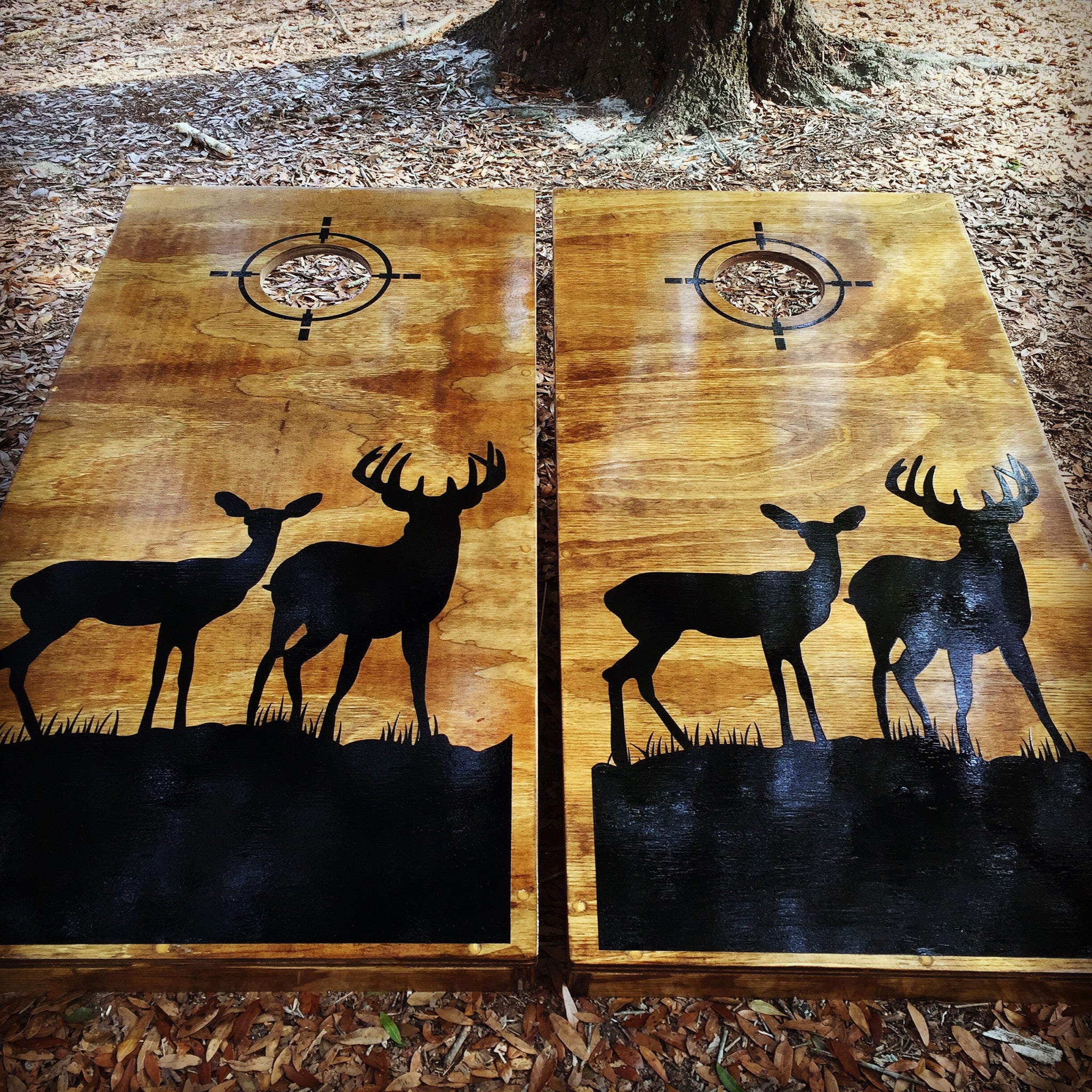 Deer Silhouette Cornhole Set With Bean Bags