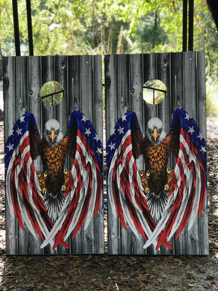 Patriotic Eagle Cornhole Set With Bean Bags