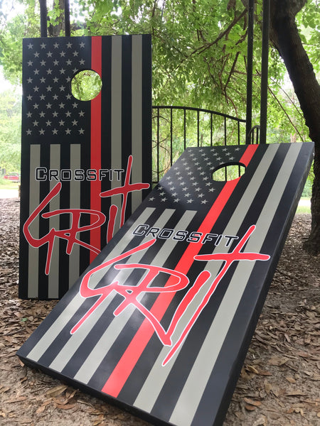 Red Line American Flag Cornhole Set With Bean Bags