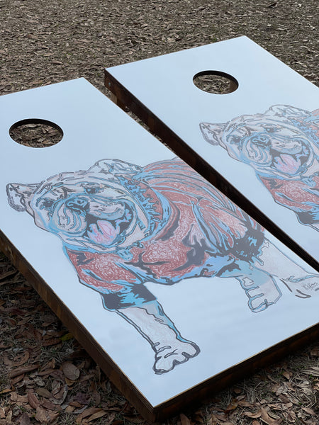 Art by Elizabeth- Custom Bulldog Mural Cornhole Set With Bean Bags