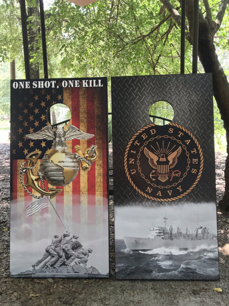 US Marines/ Navy Cornhole Set With Bean Bags